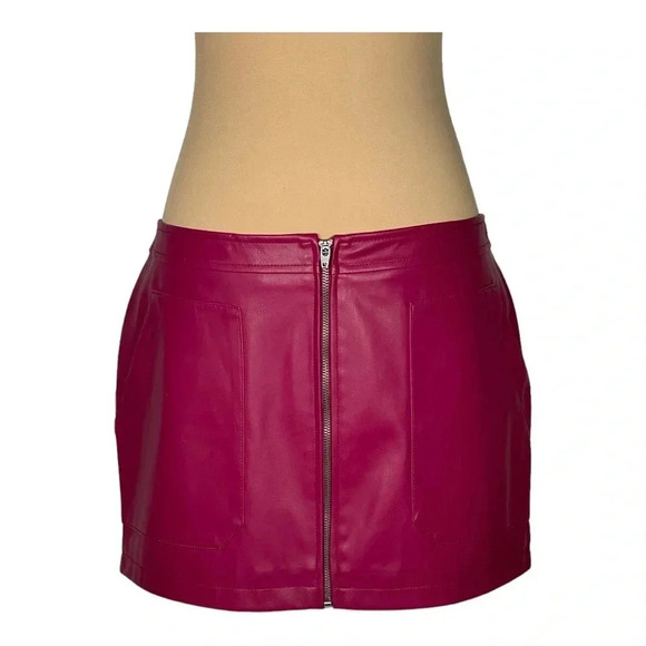 Free People Maya Mod Vegan Leather Full Front Zip Mini Skirt New size 12 - Picture 2 of 8